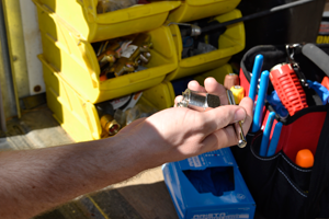 Saratoga Plumbers gather parts for an emergency call